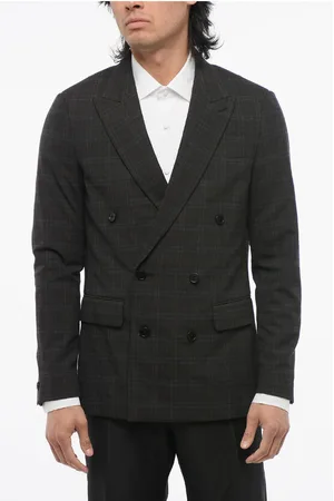 AllSaints Double-breasted Checkered Blazer