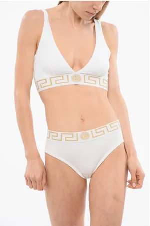 VERSACE Cotton TOPEKA Underwire Free Bra With Golden-Effect Monogram