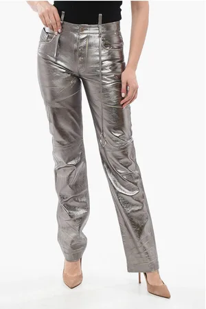 The Attico Mirror-like Leather Pants with Worn Out Effect