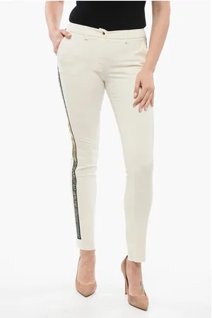 Philipp Plein COUTURE Straight Leg VERONIQUE Pants with Rhinestone Side Ba