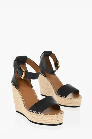 See by Chloé Leather Sandals Espadrillas Wedge 12 cm
