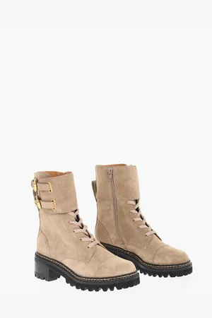 See by Chloé Suede Combat Boots With Buckles