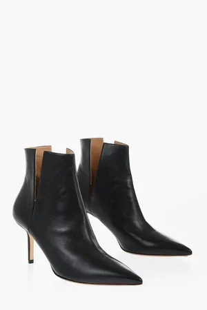 Francesco Russo Leather Bootied With Cutout Heel 7 cm