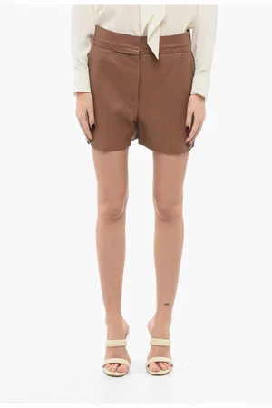 Fendi Grained Leather Pleated Shorts