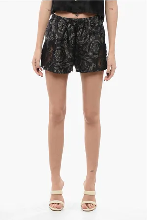 VERSACE Silk Barocco Shorts with Lace