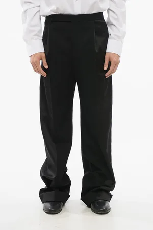 Saint Laurent Satin and Wool Pants with Hidden Closure