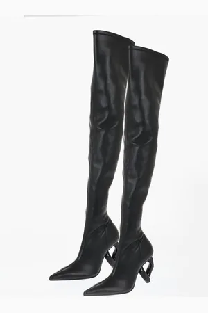J.W.Anderson Pointed Leather CHAIN Thigh-High Boots With Statement Heel 9