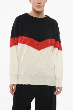 Stella McCartney Crew Neck Wool Blend Pullover with Color Block Design