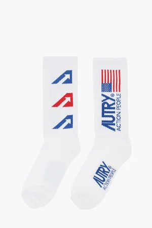Autry Ribbed Stretch Socks with Contrasting Embroideries