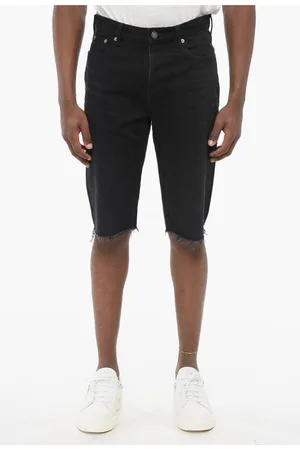 Saint Laurent Fringed Hem Denim Shorts