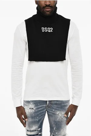 Dsquared2 Open Wool Turtleneck Sweater with Monogram