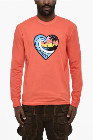 Dsquared2 Long Sleeve Crew-neck T-shirt with Heart Print