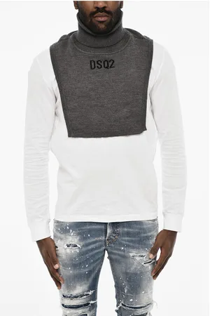 Dsquared2 Open Wool Turtleneck Sweater with Monogram