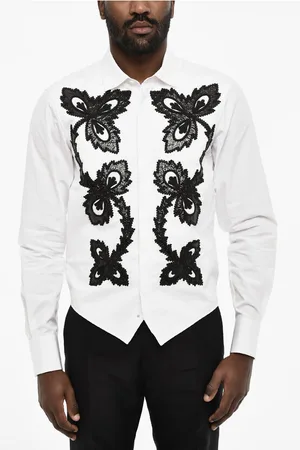 Dsquared2 Frontal Maxi Embroidered Shirt with Spread Collar