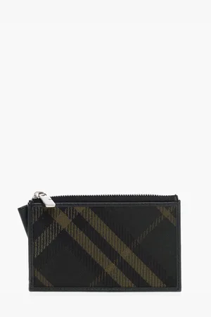 Burberry Tartan Patterned Eco-Leather Card Holder with Zip Closure