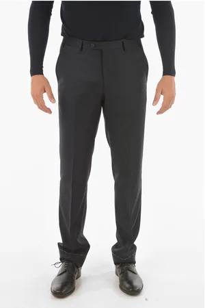 corneliani Virgin wool LEADER Mid-rise waist plain hem trousers