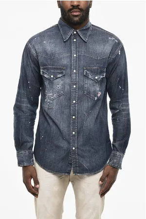 Dsquared2 Bleached Effect LEAF WEST Denim Shirt