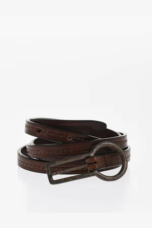 Dsquared2 Solid Color Leather Skinny Belt 10mm