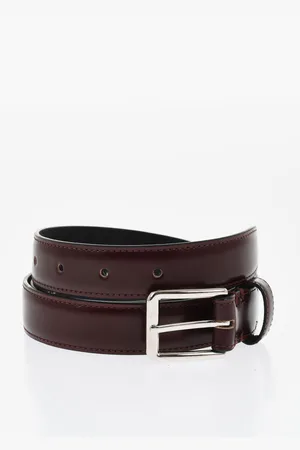 Dsquared2 Solid Color Leather Belt with Silver-Tone Buckle 25mm