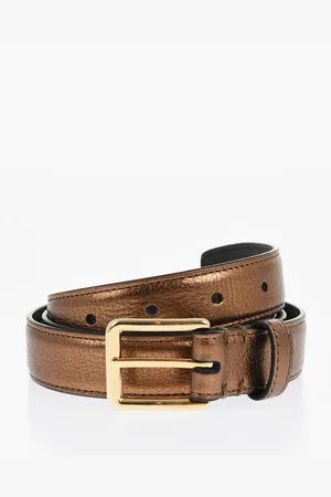 Dsquared2 Metallic Leather Belt with Golden Buckle 25mm