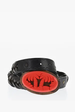 Dsquared2 Braided Leather ALOHA SPIRIT Belt with Wooden Buckle 30mm