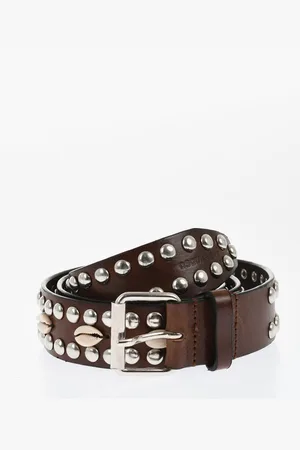 Dsquared2 Leather Belt Embellished with Studs and Shells 35mm