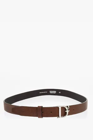 Dsquared2 Leather Belt with Logoed Metal Buckle 30mm