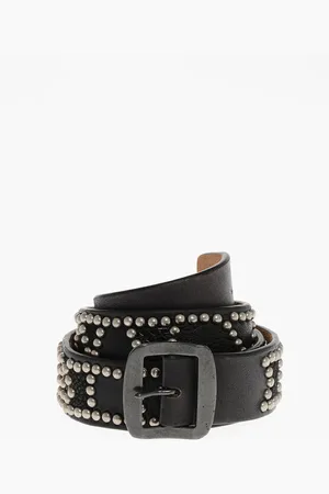 Dsquared2 Studded Leather Belt with Embossed Details 40mm
