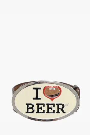 Dsquared2 Leather I LOVE BEER Belt with Corkscrew-Buckle 40mm