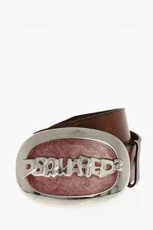 Dsquared2 Leather Belt with Glittered Maxi Buckle 40mm