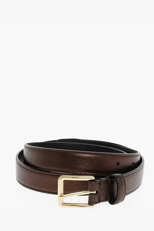 Dsquared2 Metallic Leather Belt with Golden-Effect Buckle 25mm
