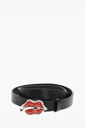 Dsquared2 Leather Belt with Mouth-Shaped Buckle 25mm