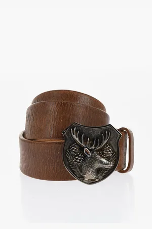 Dsquared2 Leather Belt with Metal Maxi Buckle 40mm