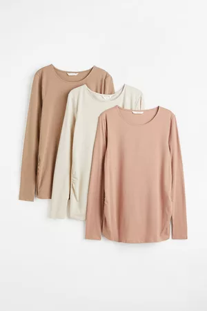 H&M Women Long Sleeved Shirts - MAMA 3-pack Long-sleeved Jersey Tops