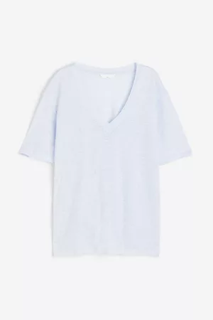 H&M Women T-Shirts - V-neck Linen Jersey T-shirt