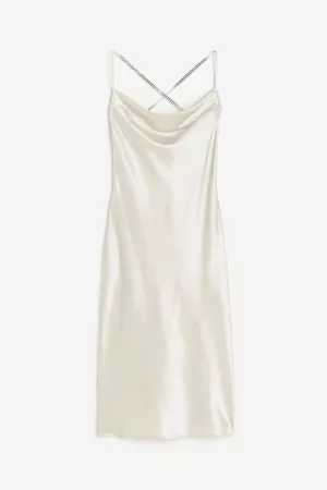 H&M Women Casual Dresses - Rhinestone-embellished Satin Slip Dress