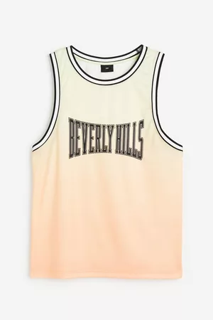 H&M Men Tank Tops - Relaxed Fit Printed Mesh Tank Top