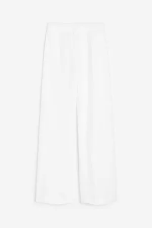 H&M Women Wide Leg Jeans - Wide-leg Linen-blend Pants