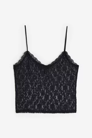 H&M Women Lace-up Tops - Sheer Lace Camisole Top