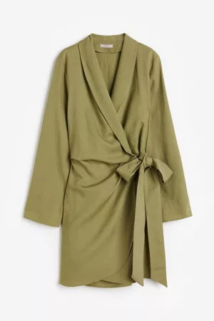 H&M Women Graduation Dresses - Linen-blend Wrap Dress