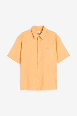 H&M Men Short sleeved Shirts - Relaxed Fit Short-sleeved Linen-blend Shirt