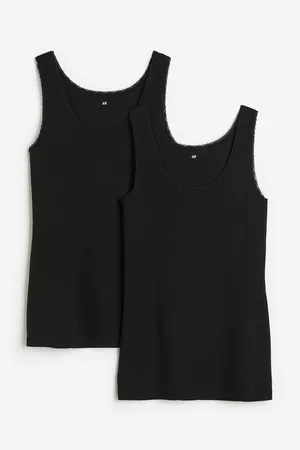 H&M Women Lace Tank Tops - 2-pack Lace-trimmed Tank Tops