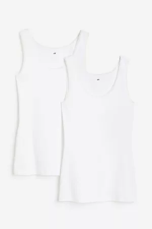 H&M Women Lace Tank Tops - 2-pack Lace-trimmed Tank Tops