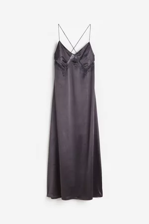 H&M Women Casual Dresses - Lace-detail Satin Slip Dress