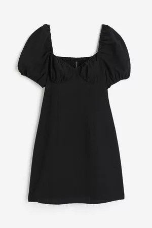 H&M Women Graduation Dresses - Puff-sleeved Crêped Dress