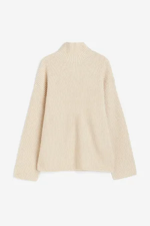 Rib-knit Mock Turtleneck Sweater