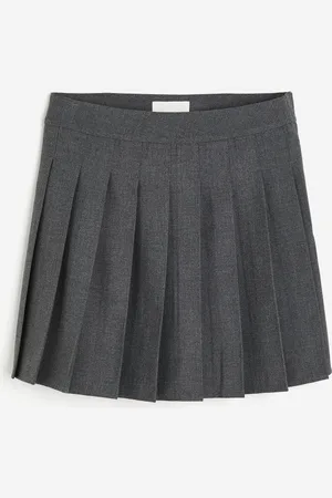 Pull&Bear pleated tailored micro mini skirt in dark gray