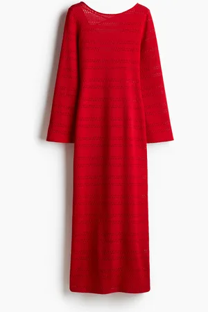 H&M Lacing-Detail Hole-Knit Dress
