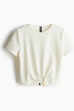 H&M Bead-Detail Ribbed T-Shirt