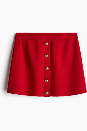 H&M Button-Front Fine-Knit Skirt